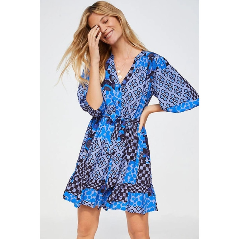 Nwt Anthropologie Porridge Sz L Isabel Mini Dress In Blue